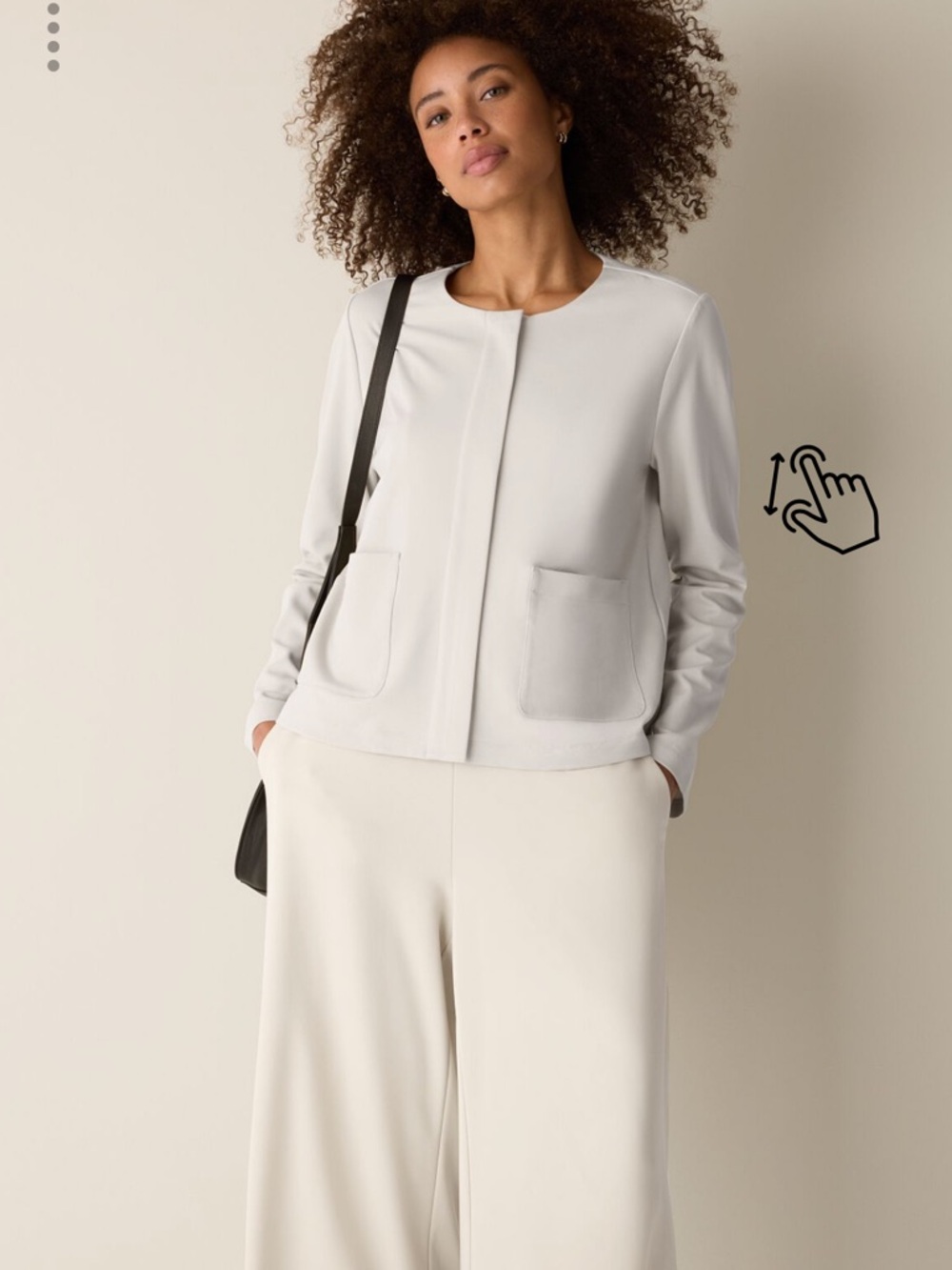 Eileen Fisher Medium Washable Flex Ponte Round Neck Jacket